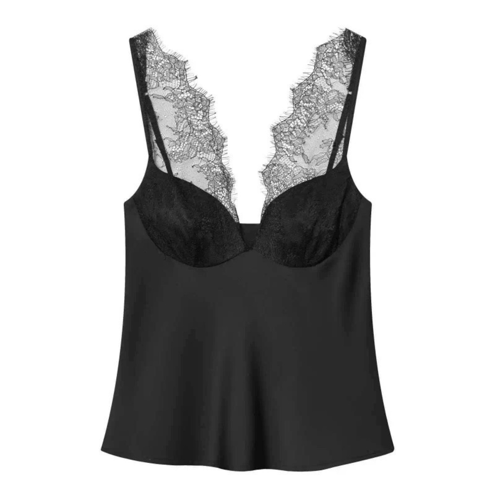 ZARA Summer Sexy Versatile Lace Trim Satin Camisole